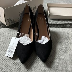 A New Day Black Suede Heels Size 7